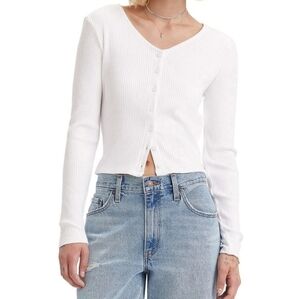 Levi's women's white long sleeve button up top size: M